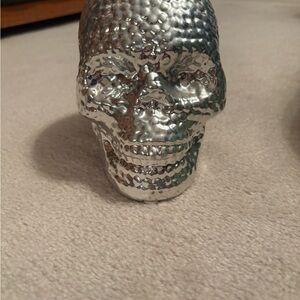 Metallic Silver Skull Decor Piece